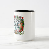 子どものいない猫の女性 ツートーンマグカップ (中央)