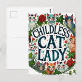 子どものいない猫の女性 ポストカード (正面/裏面)