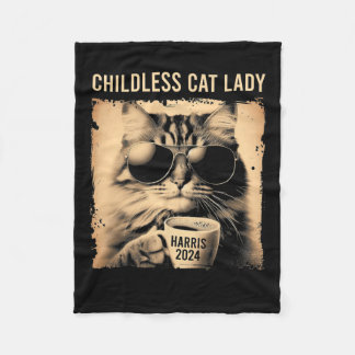 子どものいない猫レディヴィンテージコーヒーキャットカマラハーリ フリースブランケット