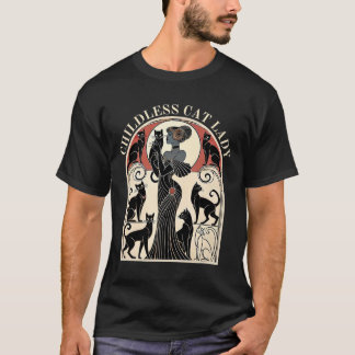子どものいない猫レディースキャットカルマレトロ おもしろい Tシャツ