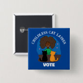 子どものいない猫レディース投票ピンボタン 缶バッジ (正面&裏面)