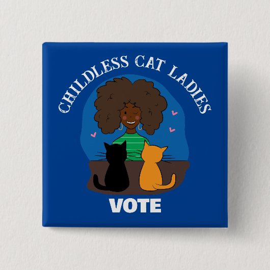 子どものいない猫レディース投票ピンボタン 缶バッジ (正面)