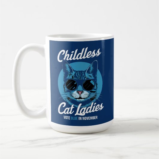 子どものいない猫レディース投票ブルーデモクラートUS 2024 コーヒーマグカップ (左)