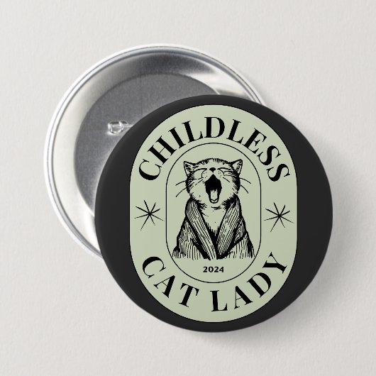 子どものいない猫レディース投票ブルーデモクラートUS 2024 缶バッジ (正面&裏面)