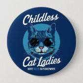 子どものいない猫レディース投票ブルーデモクラートUS 2024 缶バッジ (正面)