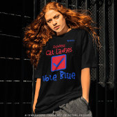 「子どものいない猫レディース投票ブルー」 Harris/Walz 2024 Tシャツ