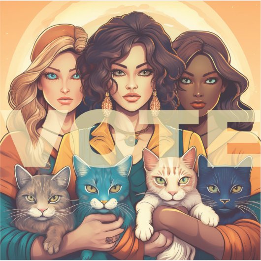 子どものいない猫レディース投票 シール (正面)