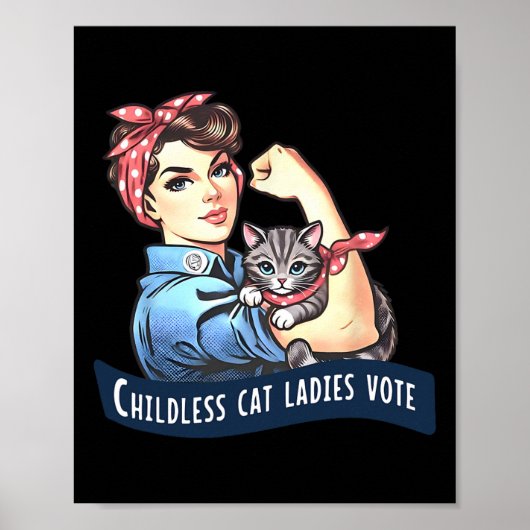 子どものいない猫レディース投票Rosie The Riveter Electi ポスター (正面)