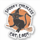 子どものいない猫レディーハロウィン不気味の魔女選挙 シール (正面)