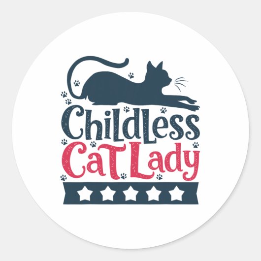 子どものいない猫レディ女性の投票ヴィンテージ ラウンドシール (正面)