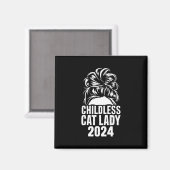 子どものいない猫レディ2024乱雑な文系アメリカ国旗 マグネット (正面/裏面)