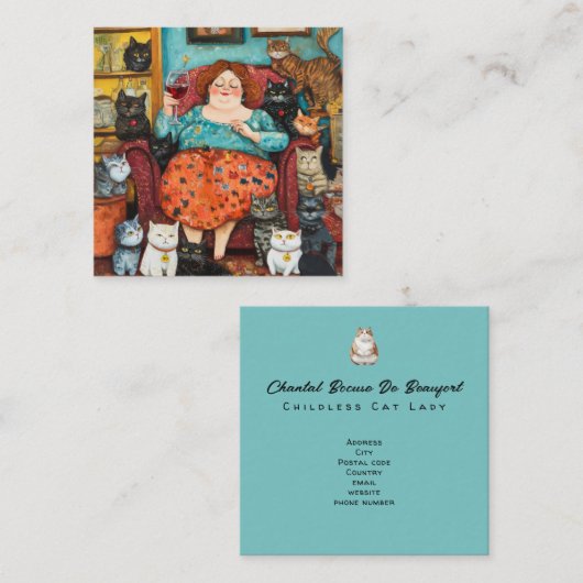 子どものいない猫夕べと居心地の良い女性 スクエア名刺 (正面/裏面)