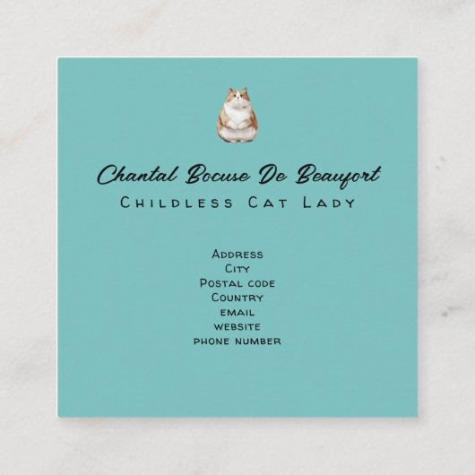 子どものいない猫夕べと居心地の良い女性 スクエア名刺 (裏面)