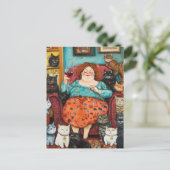 子どものいない猫夕べと居心地の良い女性 ポストカード (スタンド正面)