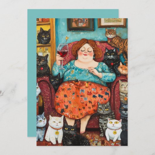 子どものいない猫夕べと居心地の良い女性 招待状 (正面/裏面)