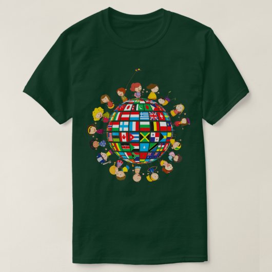子どものいる世界の国旗 Tシャツ (デザイン正面)