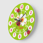 子どものおしゃぶりと花のかわいい緑の女の子の壁掛け時計 ラージ壁時計 (傾斜)