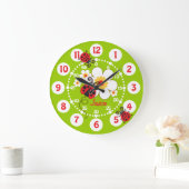 子どものおしゃぶりと花のかわいい緑の女の子の壁掛け時計 ラージ壁時計 (ホーム)