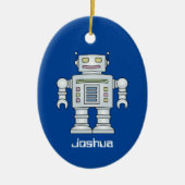 子どものおもちゃロボット名前をカスタムするクリスマスツリー セラミックオーナメント (正面)