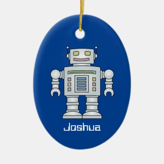 子どものおもちゃロボット名前をカスタムするクリスマスツリー セラミックオーナメント (正面)