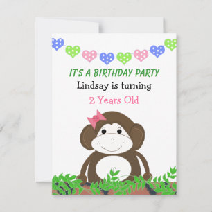 子どものおサルさんの誕生日パーティーのご案内 招待状
