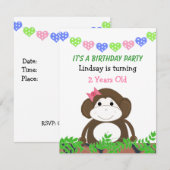 子どものおサルさんの誕生日パーティーのご案内 招待状 (正面/裏面)