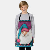 子どものかわいいサンタカスタマイズー名ブルーピンク エプロン (着用した状態)