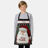 子どものかわいいサンタメリーパーソナライズされたクリスマス エプロン (着用した状態)