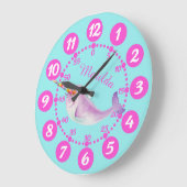 子どものかわいいナーファル·ホイムジー·ウォーターカラー·ピンク·アクア ラージ壁時計 (傾斜)
