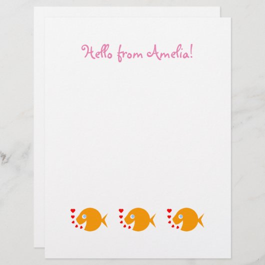 子どものかわいい幸せ金魚の漫画文房具 (正面/裏面)