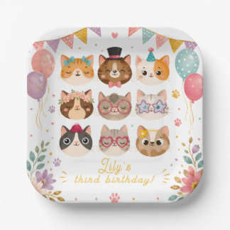 子どものためのかわいい猫パーティーグッズ ぴったりパーティー ペーパープレート