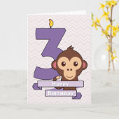 子どものための誕生日カードに描かれた猿 カード (黄色い花)