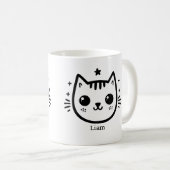 子どものようなスケッチ | 白黒 | ミニマル コーヒーマグカップ (正面右)