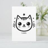 子どものようなスケッチ | 白黒 | ミニマル サンキューカード (スタンド正面)