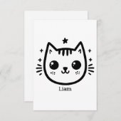 子どものようなスケッチ | 白黒 | ミニマル サンキューカード (正面/裏面)