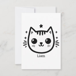 子どものようなスケッチ | 白黒 | ミニマル サンキューカード