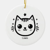 子どものようなスケッチ | 白黒 | ミニマル セラミックオーナメント (正面)