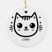 子どものようなスケッチ | 白黒 | ミニマル セラミックオーナメント (裏面)