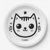 子どものようなスケッチ | 白黒 | ミニマル ペーパープレート (正面)