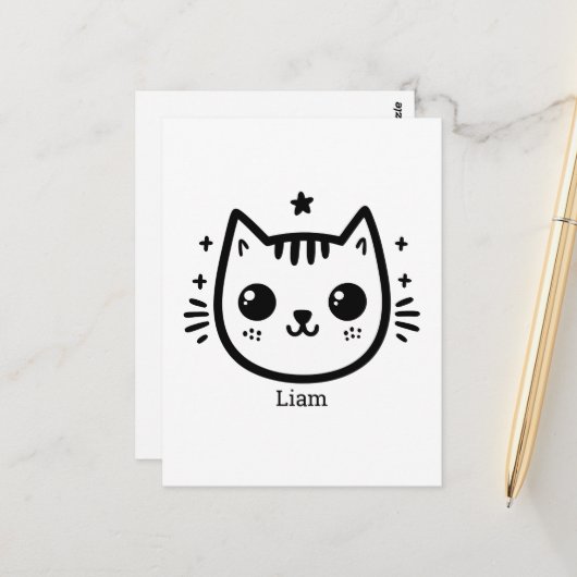 子どものようなスケッチ | 白黒 | ミニマル ポストカード (正面/裏面インサイチュ)