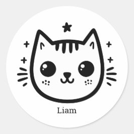 子どものようなスケッチ | 白黒 | ミニマル ラウンドシール