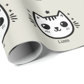 子どものようなスケッチ | 白黒 | ミニマル ラッピングペーパー (ロールコーナー)