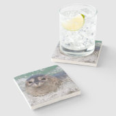 子どものアシカのサーフィン ストーンコースター (横)