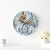 子どものアシカの時計を持つ人魚 ラージ壁時計 (ホーム)