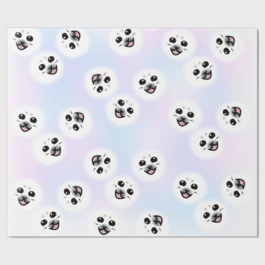 子どものアシカの顔の包装紙のすごいかわいい ラッピングペーパー (フラット)