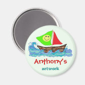 子どものアートワークの磁パーソナライズされた石 マグネット (正面/裏面)