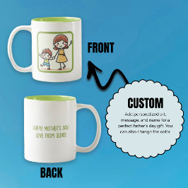 子どものアートワークを追加する母の日パーソナライズされた ツートーンマグカップ