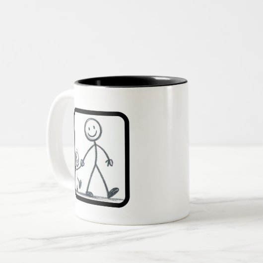 子どものアートワークを追加する父の日パーソナライズされた ツートーンマグカップ (正面左)