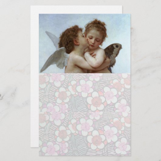 子どものキューピッドとサイケ/天使の最初のキス 便箋 (正面/裏面)