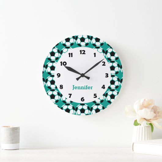 子どものサッパーソナライズされたカーボールのパターンスポーツ ラージ壁時計 (ホーム)